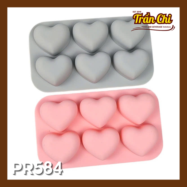 Khuôn silicone vỉ Trái Tim nổi 6c (4.5x3.5cm) (PR584)