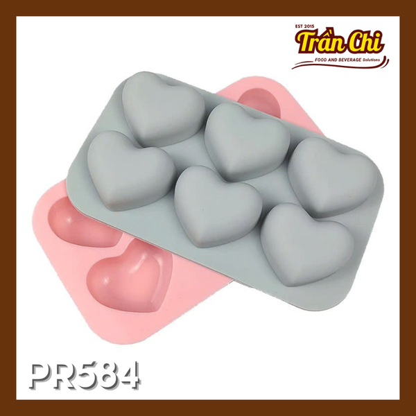 Khuôn silicone vỉ Trái Tim nổi 6c (4.5x3.5cm) (PR584)