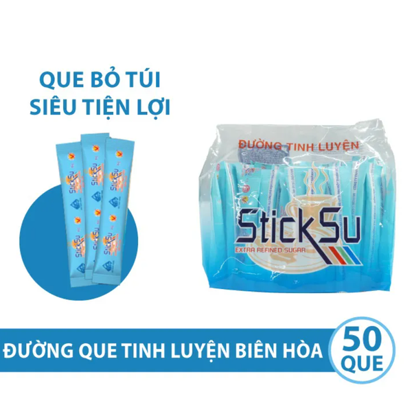 Đường QUE tinh luyện STICKSU  - Bịch 50 gói x 6gr (MÀU BAO NGẪU NHIÊN)
