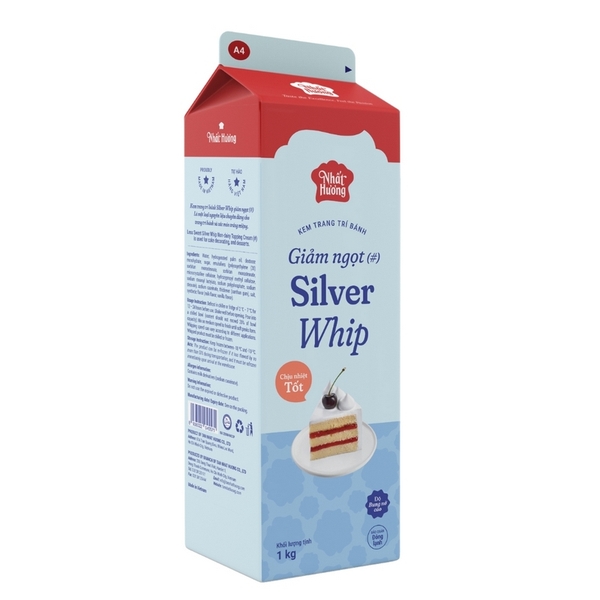 A4 - Kem trang trí bánh Topping Silver Whip GIẢM NGỌT Nhất Hương - Hộp 1kg