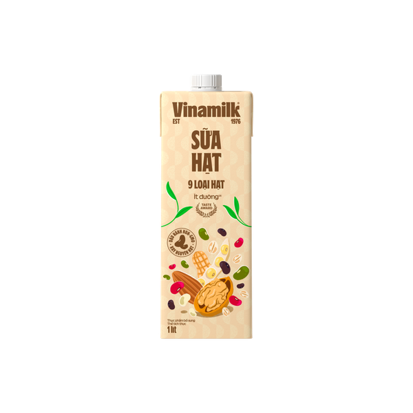 Sữa Hạt 9 loại hạt  ÍT ĐƯỜNG Vinamilk - Hộp 1L