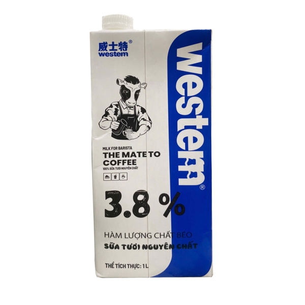 Sữa Tươi WESTERN Milk CN 3.8% - Hộp 1L