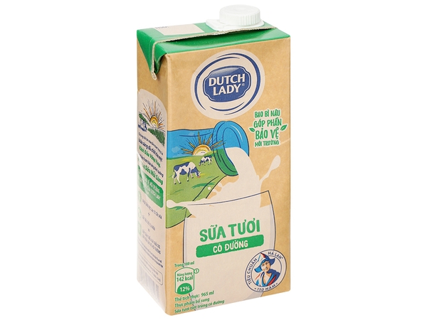 Sữa tươi tiệt trùng Dutch Lady CÓ ĐƯỜNG - Hộp 965ml