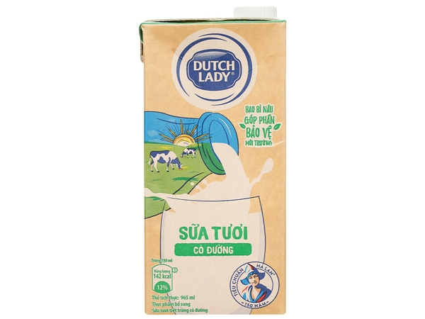 Sữa tươi tiệt trùng Dutch Lady CÓ ĐƯỜNG - Hộp 965ml