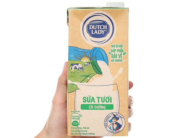 Sữa tươi tiệt trùng Dutch Lady CÓ ĐƯỜNG - Hộp 965ml