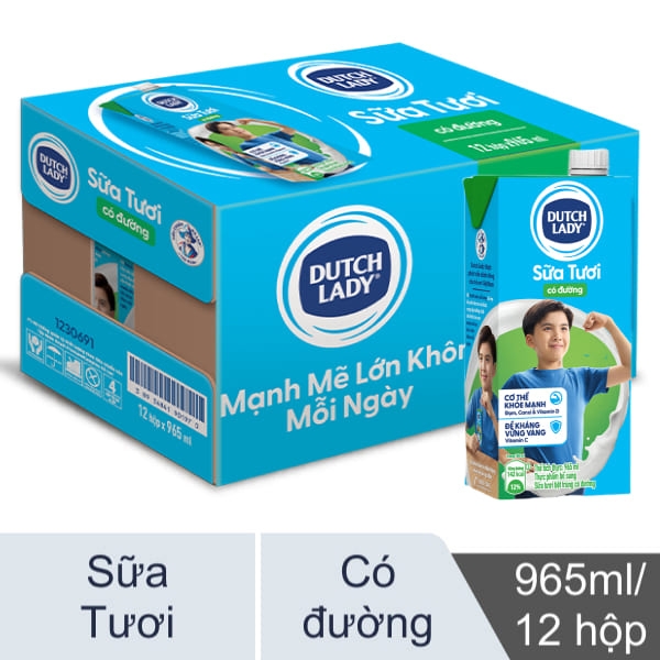 Sữa Tươi tiệt trùng CÓ ĐƯỜNG Dutch Lady - Hộp 965ml