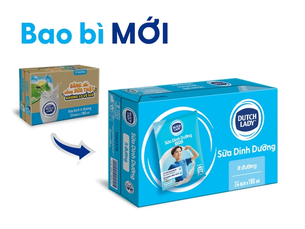 Sữa Tươi dinh dưỡng ÍT ĐƯỜNG Dutch Lady - Gói 180ml
