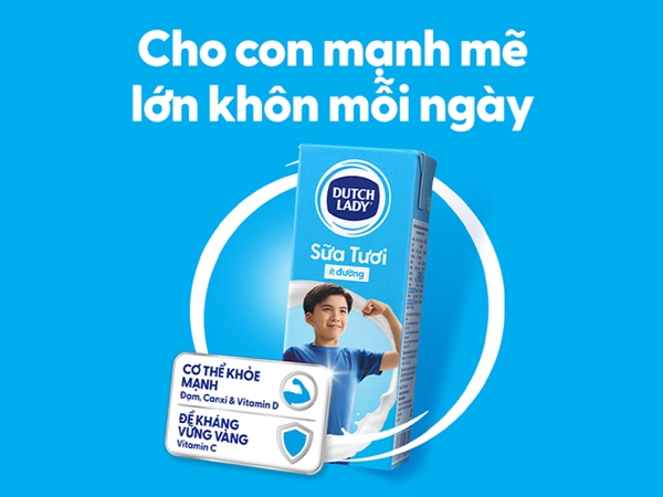 Sữa Tươi dinh dưỡng ÍT ĐƯỜNG Dutch Lady - Gói 180ml