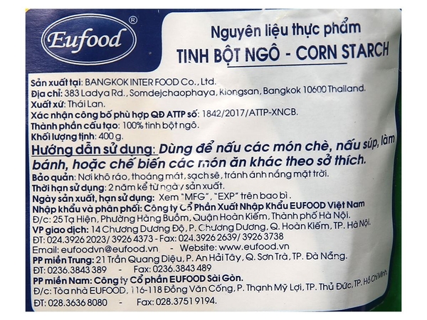 Tinh Bột BẮP Thái Lan Jade Leaf - Gói 400gr