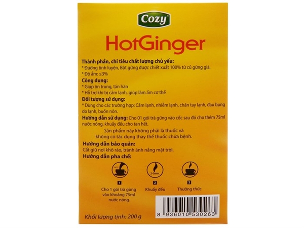 Trà GỪNG Hòa Tan HotGinger COZY - Hộp 200gr (20 gói x 10gr)