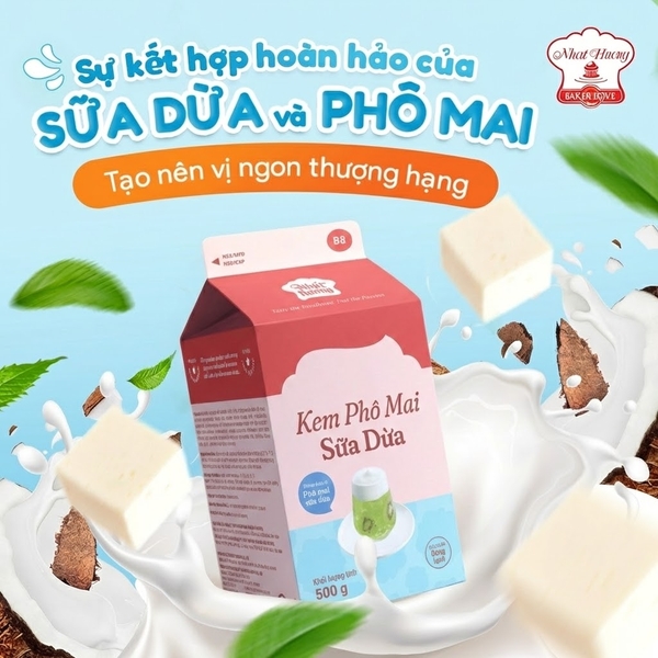 B8 - Kem Phô Mai SỮA DỪA Nhất Hương - Hộp 500gr