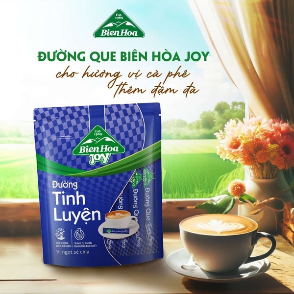 Đường QUE tinh luyện Biên Hòa JOY STICK (gói XANH) - Bịch 300gr (50 gói x 6gr) (20 gói giảm 2k/1 gói)