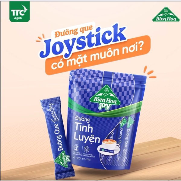 Đường QUE tinh luyện Biên Hòa JOY STICK (gói XANH) - Bịch 300gr (50 gói x 6gr) (20 gói giảm 2k/1 gói)
