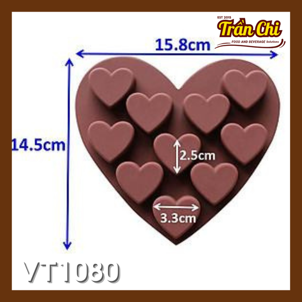 Khuôn silicone vỉ Trái Tim trung 10c hình tim (VT1080)