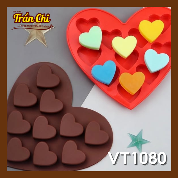 Khuôn silicone vỉ Trái Tim trung 10c hình tim (VT1080)