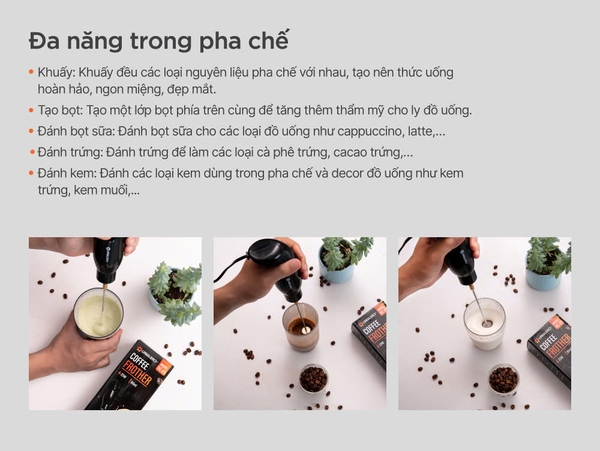 Máy đánh tạo bọt Cafe DC-25 UNIBLEND đa năng sạc Điện (KO BẢO HÀNH)