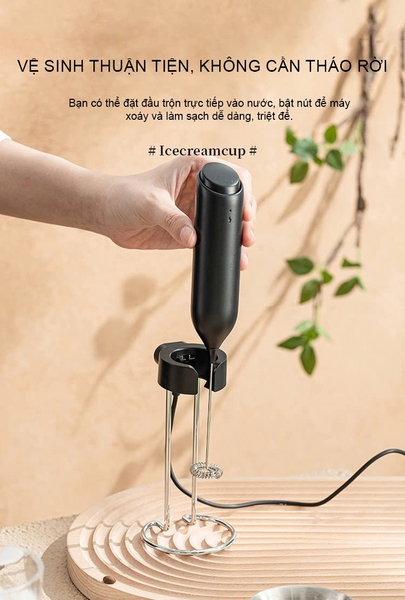 Máy đánh tạo bọt Cafe sạc Điện có giá đỡ kết hợp với Sạc KJBQ-10 (KO BẢO HÀNH) 