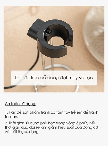 Máy đánh tạo bọt Cafe sạc Điện có giá đỡ kết hợp với Sạc KJBQ-10 (KO BẢO HÀNH) 