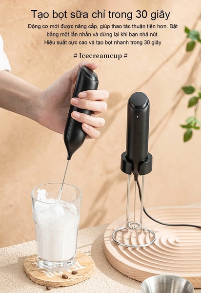 Máy đánh tạo bọt Cafe sạc Điện có giá đỡ kết hợp với Sạc KJBQ-10 (KO BẢO HÀNH) 