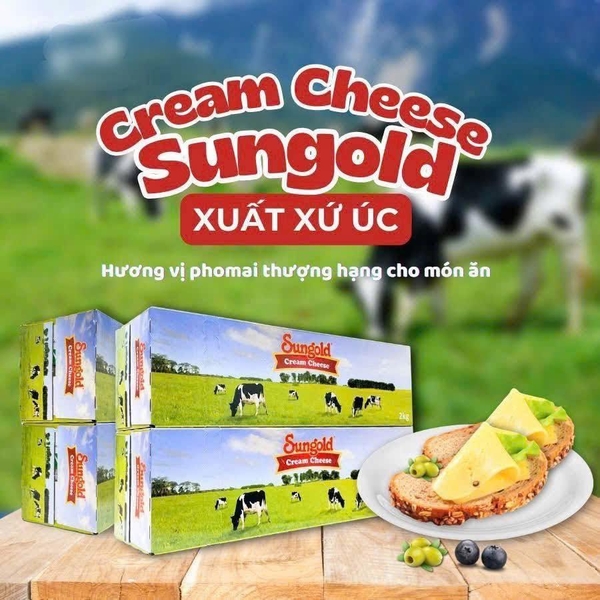 Phô mai kem Cream Cheese SUNGOLD Úc - Cây 2kg
