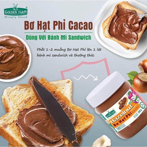 Bơ HẠT PHỈ Cacao Golden Farm - Hủ 170gr