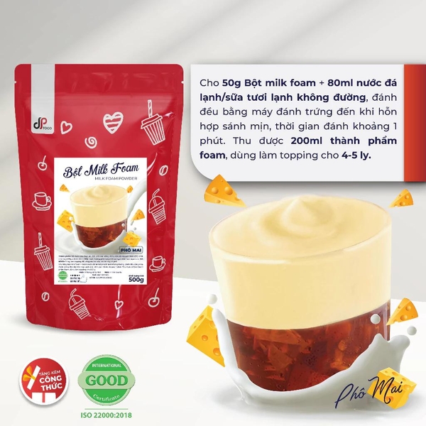 Bột MILK FOAM Vị Phô Mai DPFOOD - Gói 500gr