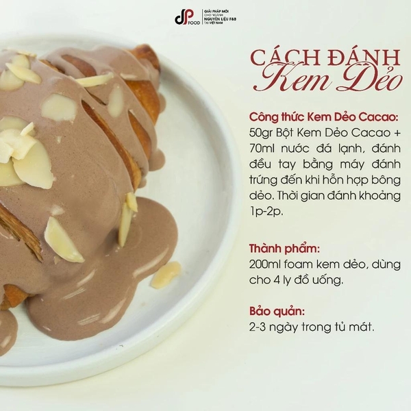 Bột Kem Dẻo Vị Cacao DPFOOD - Gói 500gr