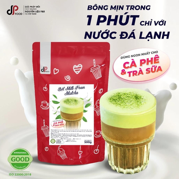 Bột MILK FOAM Vị Trà Xanh Matcha DPFOOD - Gói 500gr