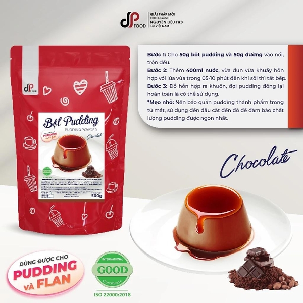 Bột PUDDING Vị Socola Chocolate DPFOOD - Gói 500gr
