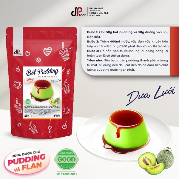 Bột PUDDING Vị Dưa Lưới DPFOOD - Gói 500gr