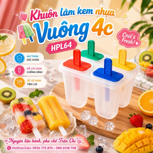 Khuôn Kem VUÔNG 4c Hofaco (HPL64)
