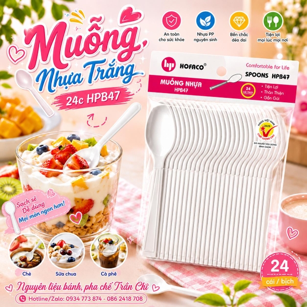 Muỗng nhựa 14cm Hofaco - Bịch 24c (HPB47)