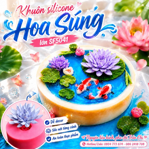[Sale 50%] - Khuôn silicone Hoa Súng (SF5041)