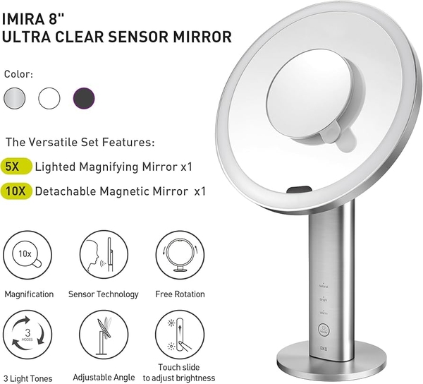 Gương cảm biến thông minh EKO EK5288WH-5X-E iMira Ultra clear (Màu trắng ngọc trai)