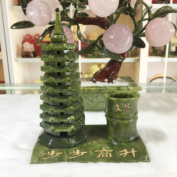 Tháp văn xương để bàn lam ngọc tự nhiên - LPTVXX1035 Linhphamphongthuy.com