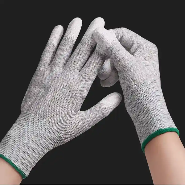 Găng tay Carbon phủ PU đầu ngón chống tĩnh điện ESD