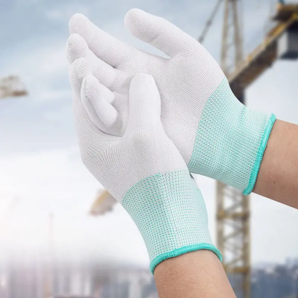 Găng tay phủ PU đầu ngón sợi Polyester - hàng có mật độ sợi dày