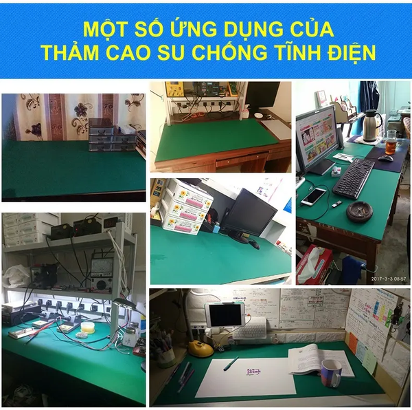Ứng dụng Thảm cao su chống tĩnh điện dán trên mặt bàn thao tác