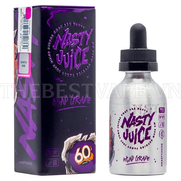 Tinh dầu vape malaysia thuốc lá shisha điện tử Asap Grape - Nasty Juice 60ml