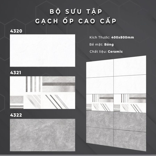 Gạch Ốp Tường 40x80 Men Bóng 4320