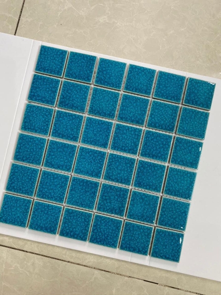Gạch Mosaic 48x48mm Xanh 1 màu Men Rạn