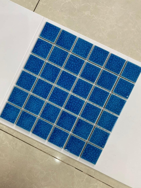 Gạch Mosaic 48x48mm Xanh 1 màu Men Rạn