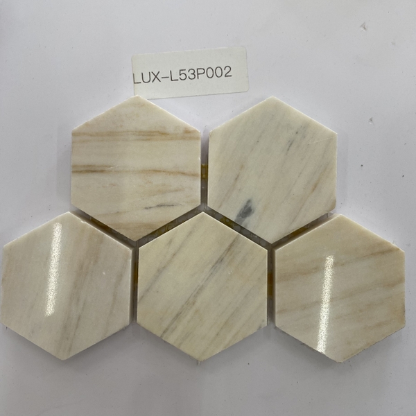 MOSAIC Đá tự nhiên tông vàng lục giác LG-02