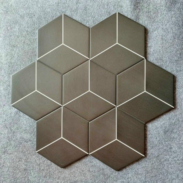 Gạch lục giác họa tiết Geometry ( Trắng Nâu)