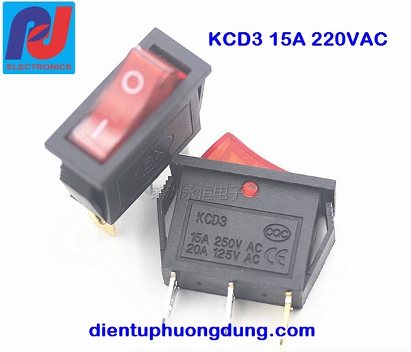 Công tắc nguồn KCD3 15A/220VAC