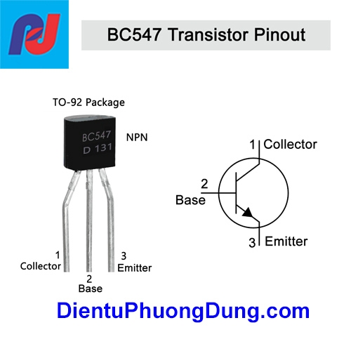 Transistor BC547 TO92 PNP 0.1A 50V