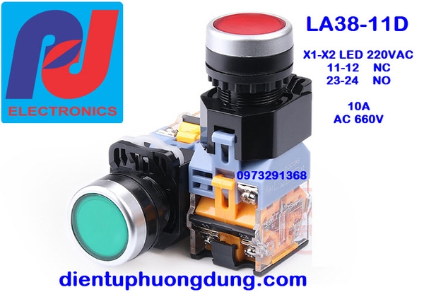 Nút nhấn LA38-11D, có đèn 22mm
