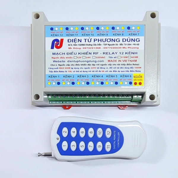 Mạch điều khiển 12 Kênh - Học lệnh, >500m không vật cản