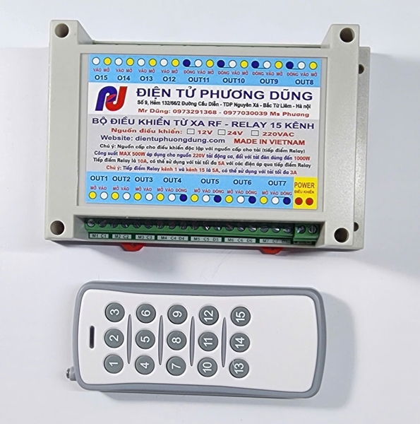 Mạch điều khiển RF 15 Kênh Học lệnh, >500m không vật cản