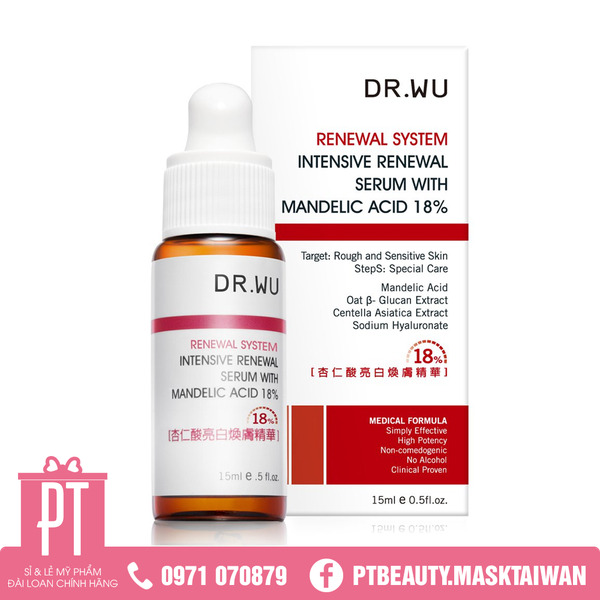 ( Mới ) Serum tái tạo da Dr.Wu Intensive Renewal Serum With Mandelic Acid 18% 15ML